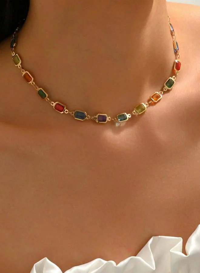 Take Two  Women Crystal Geometric Square Necklace for Women | Best Price UAE
